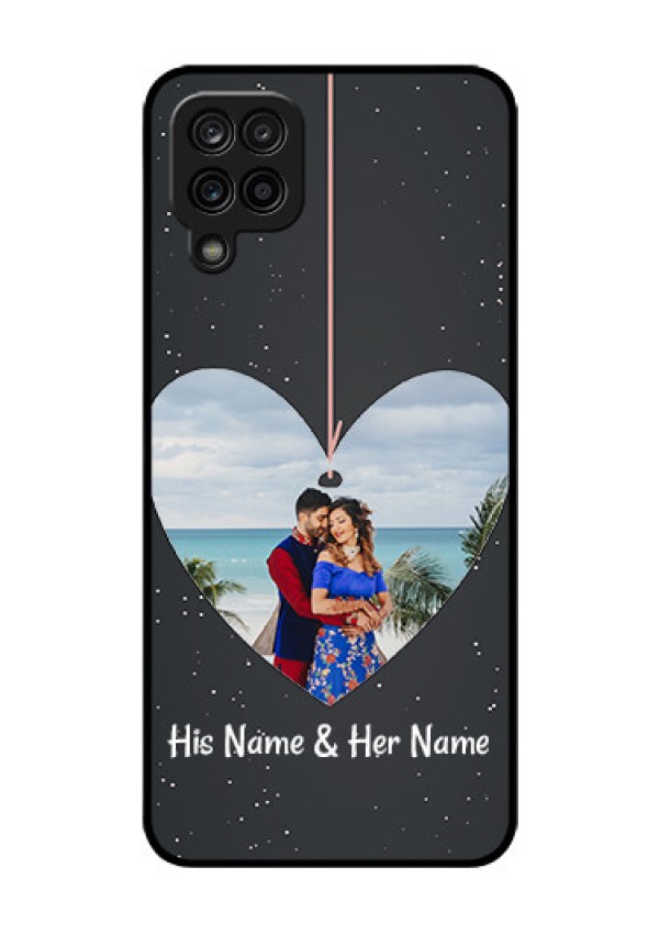 Galaxy A12 Custom Glass Phone Case - Hanging Heart Design