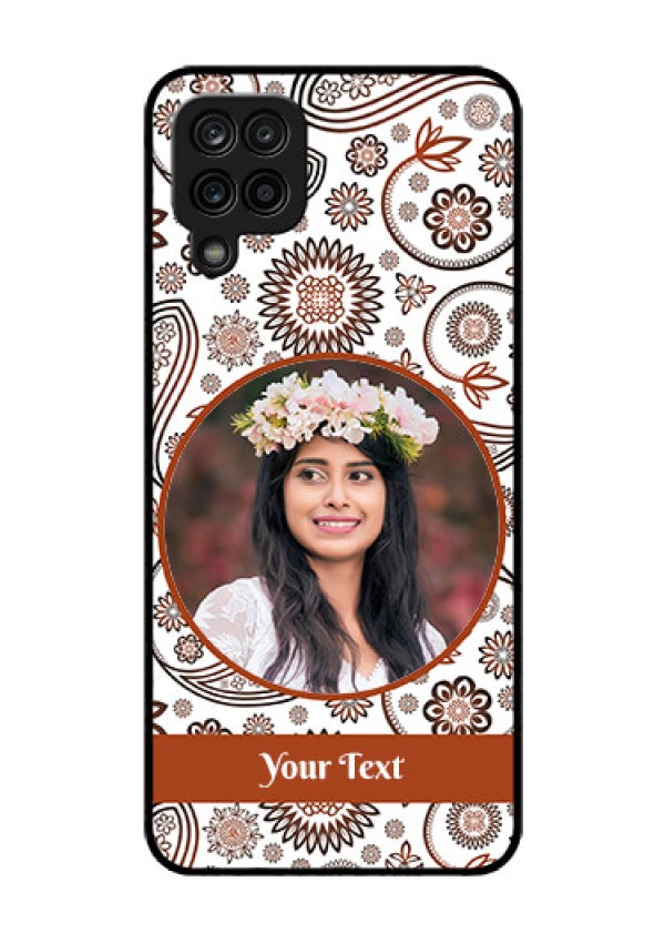 Galaxy A12 Custom Glass Mobile Case - Abstract Floral Design 