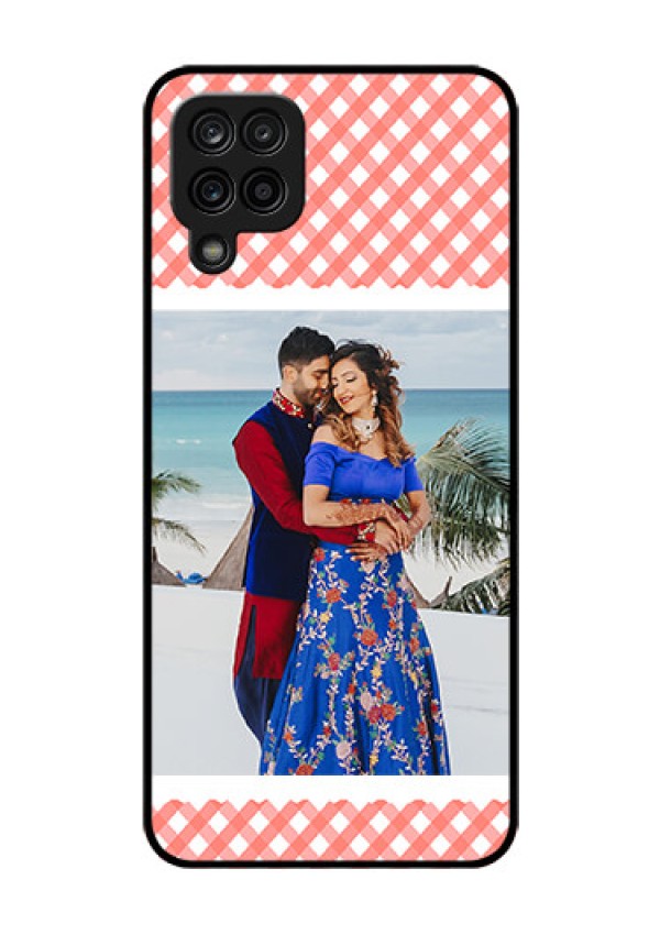 Galaxy A12 Personalized Glass Phone Case - Pink Pattern Design
