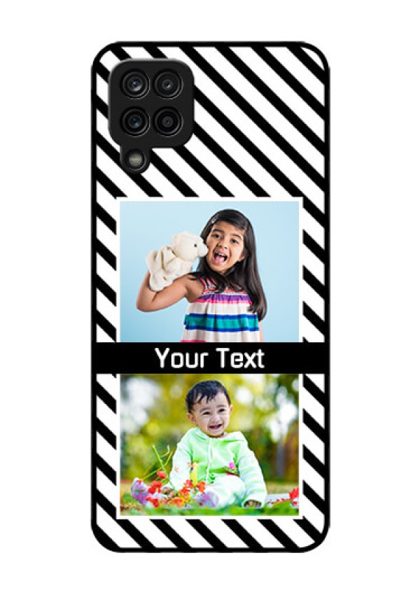 Galaxy A12 Photo Printing on Glass Case - Black And White Stripes Design