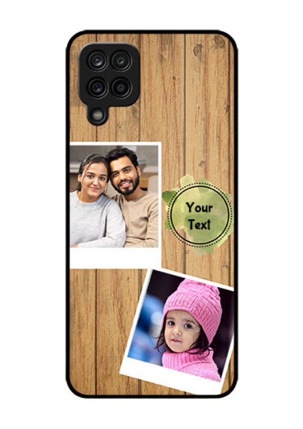 Galaxy A12 Custom Glass Phone Case - Wooden Texture Design