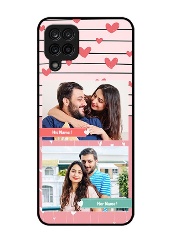 Galaxy A12 Custom Glass Mobile Case - Photo with Heart Design