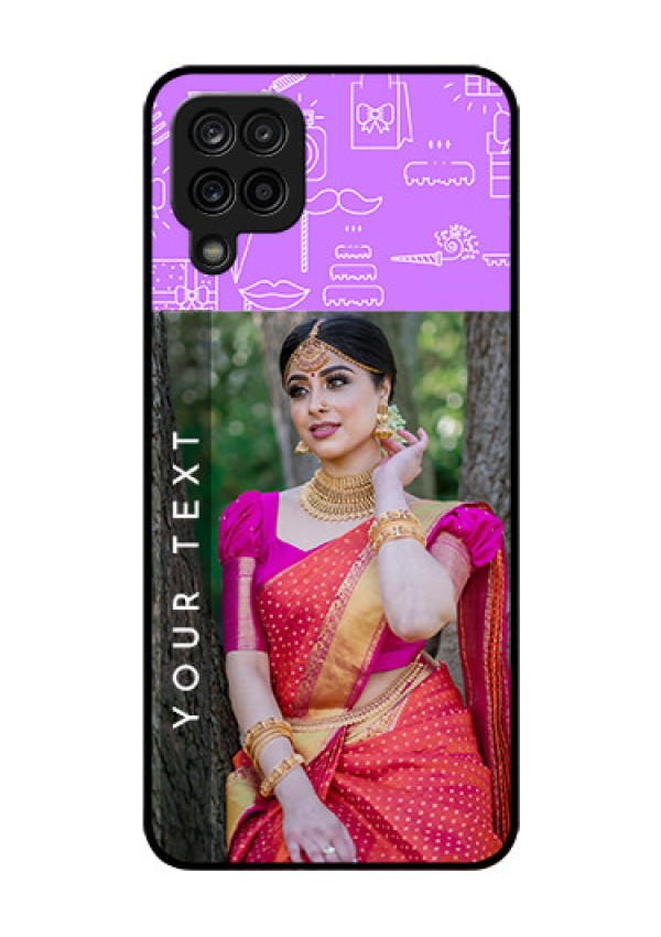 Galaxy A12 Custom Glass Mobile Case - Birthday Icons Design