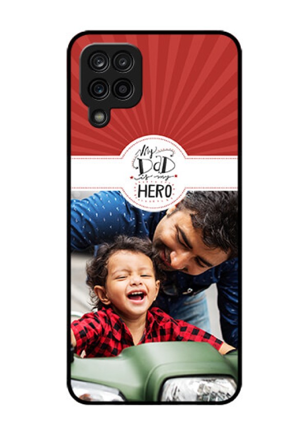 Galaxy A12 Photo Printing on Glass Case - My Dad Hero Design