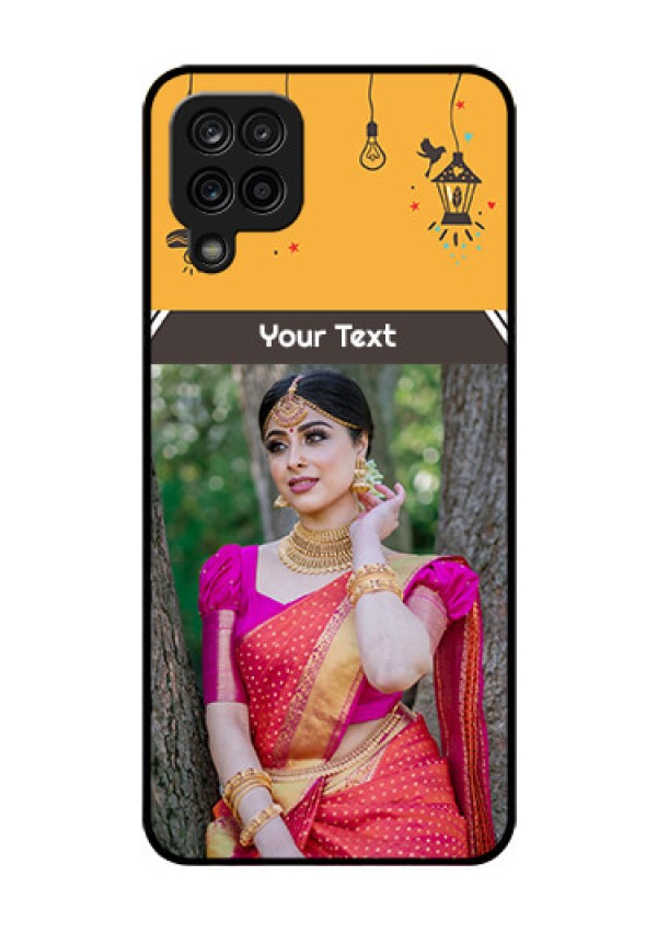 Galaxy A12 Custom Glass Mobile Case - with Family Picture and Icons 