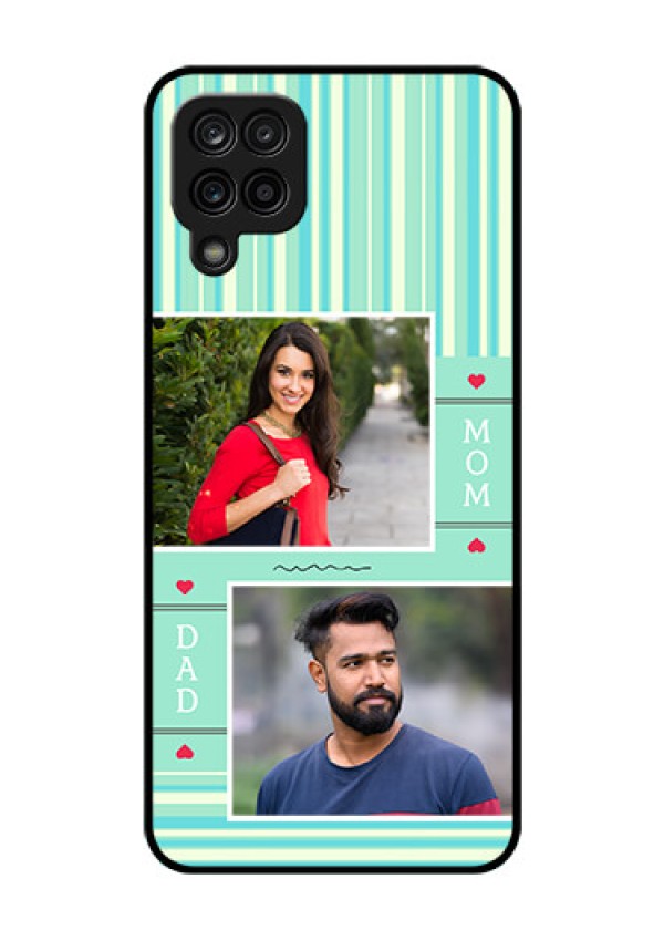 Galaxy A12 Custom Glass Phone Case - Mom & Dad Pic Design