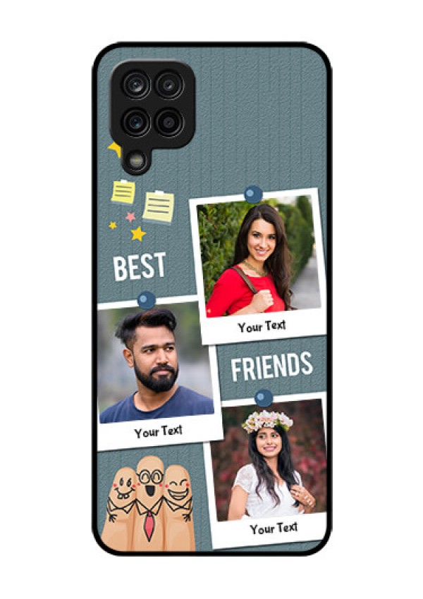 Galaxy A12 Personalized Glass Phone Case - Sticky Frames and Friendship Design