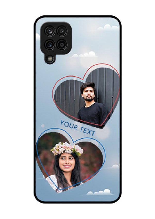 Galaxy A12 Custom Glass Mobile Case - Blue Color Couple Design 