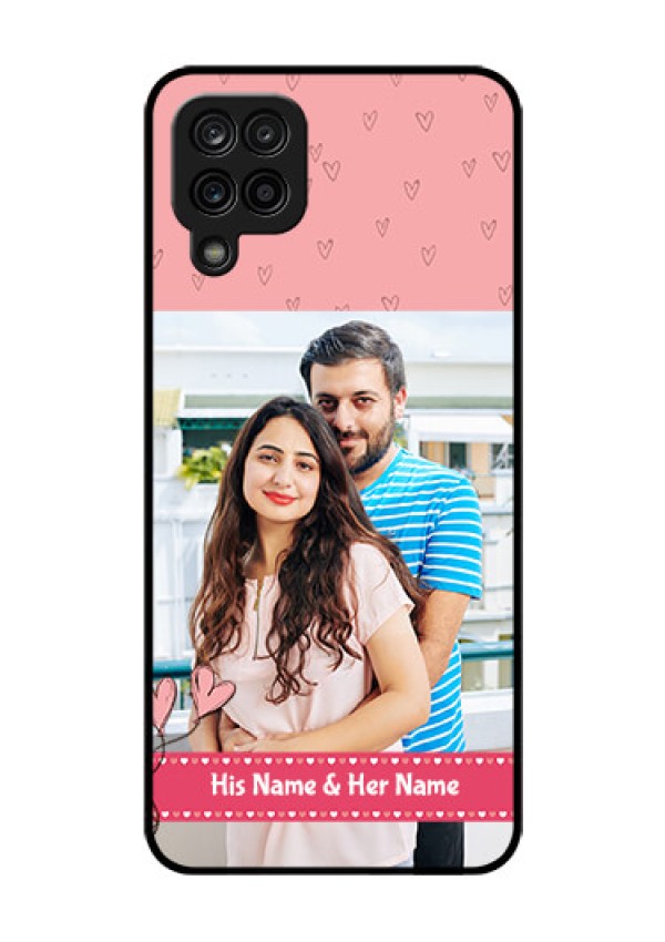 Galaxy A12 Personalized Glass Phone Case - Love Design Peach Color