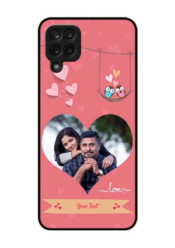 Galaxy A12 Personalized Glass Phone Case - Peach Color Love Design 