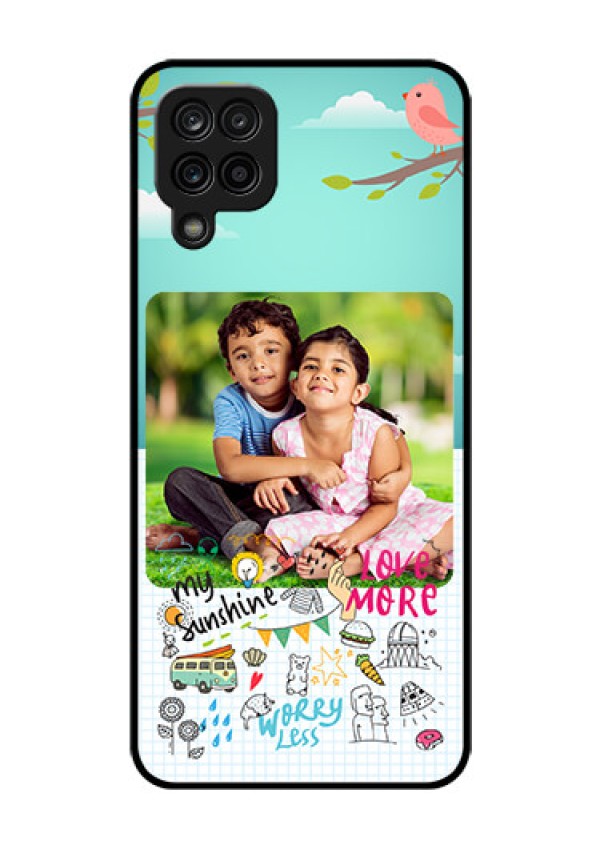 Galaxy A12 Photo Printing on Glass Case - Doodle love Design