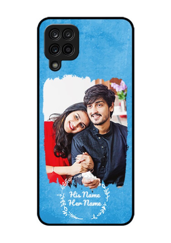 Galaxy A12 Custom Glass Phone Case - Blue Color Vintage Design