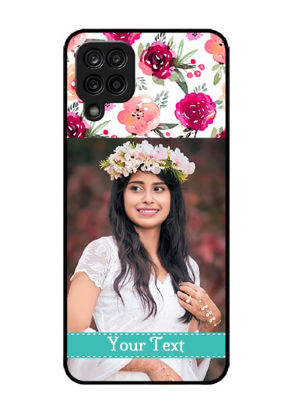 Galaxy A12 Custom Glass Phone Case - Watercolor Floral Design