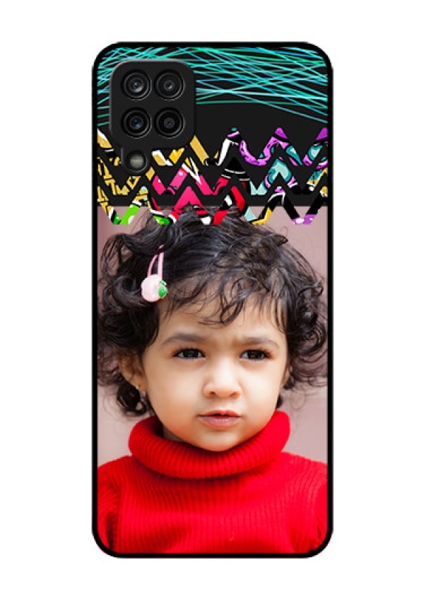 Galaxy A12 Personalized Glass Phone Case - Neon Abstract Design