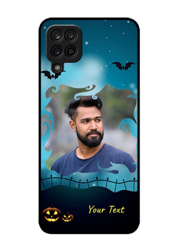 Galaxy A12 Custom Glass Phone Case - Halloween frame design