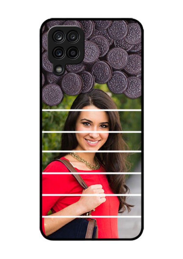 Galaxy A12 Custom Glass Phone Case - with Oreo Biscuit Design