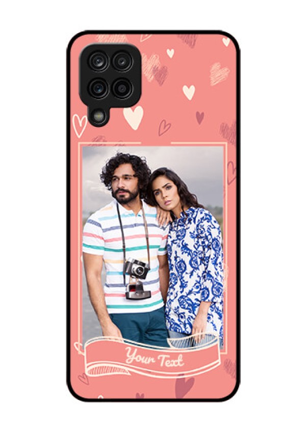 Galaxy A12 Custom Glass Phone Case - Love doodle art Design