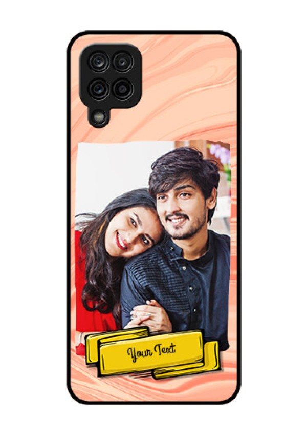 Galaxy A12 Personalized Glass Phone Case - Marble Texture Design