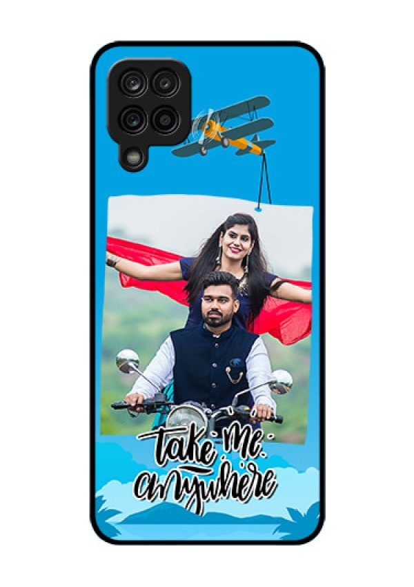 Galaxy A12 Custom Glass Mobile Case - Traveller Design 