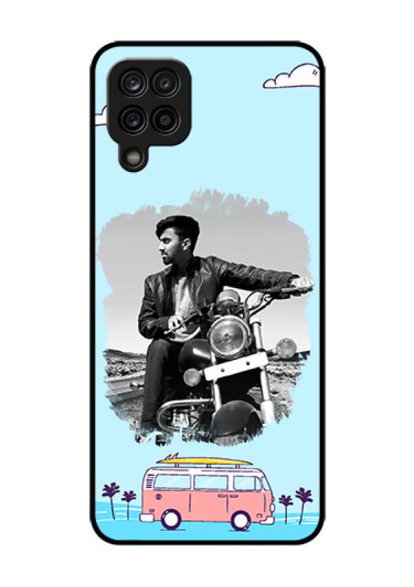 Galaxy A12 Photo Printing on Glass Case - Travel & Adventure Design