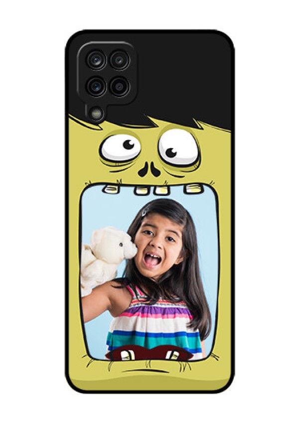 Galaxy A12 Personalized Glass Phone Case - Cartoon monster back case Design