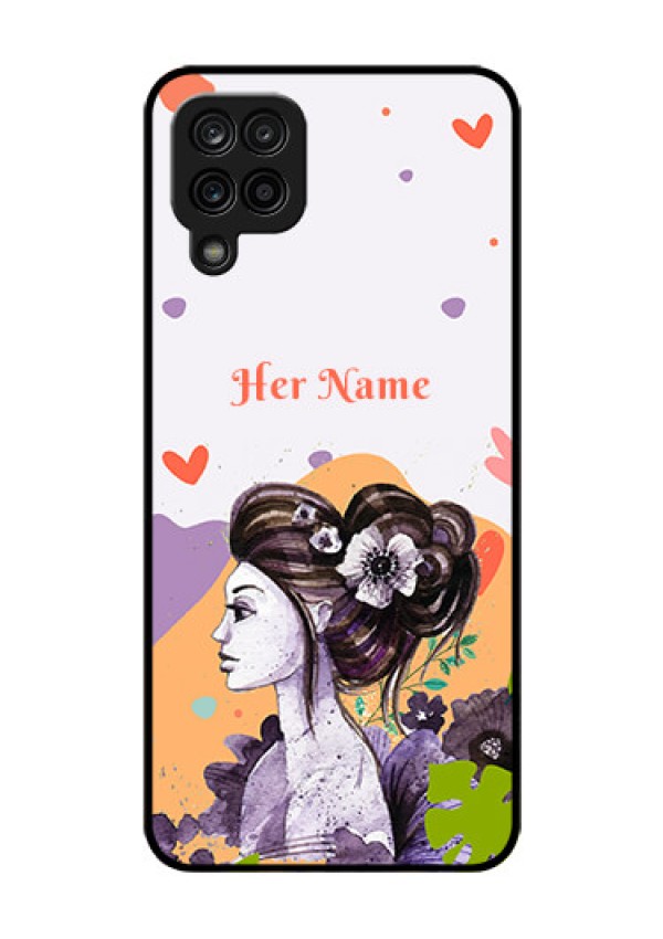Galaxy A12 Personalized Glass Phone Case - Woman And Nature Design