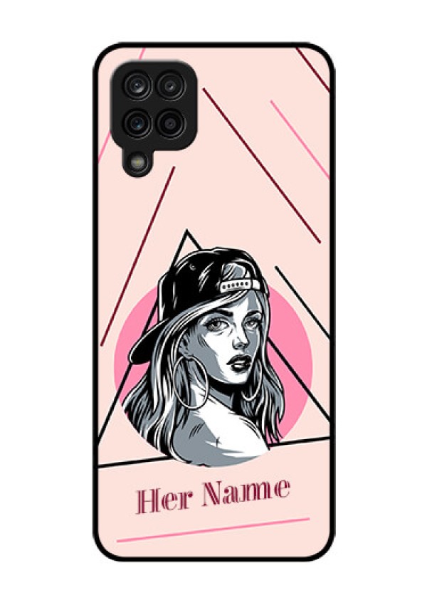 Galaxy A12 Personalized Glass Phone Case - Rockstar Girl Design