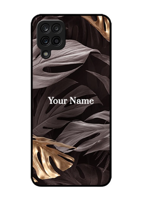 Galaxy A12 Personalised Glass Phone Case - Wild Leaves digital paint Design