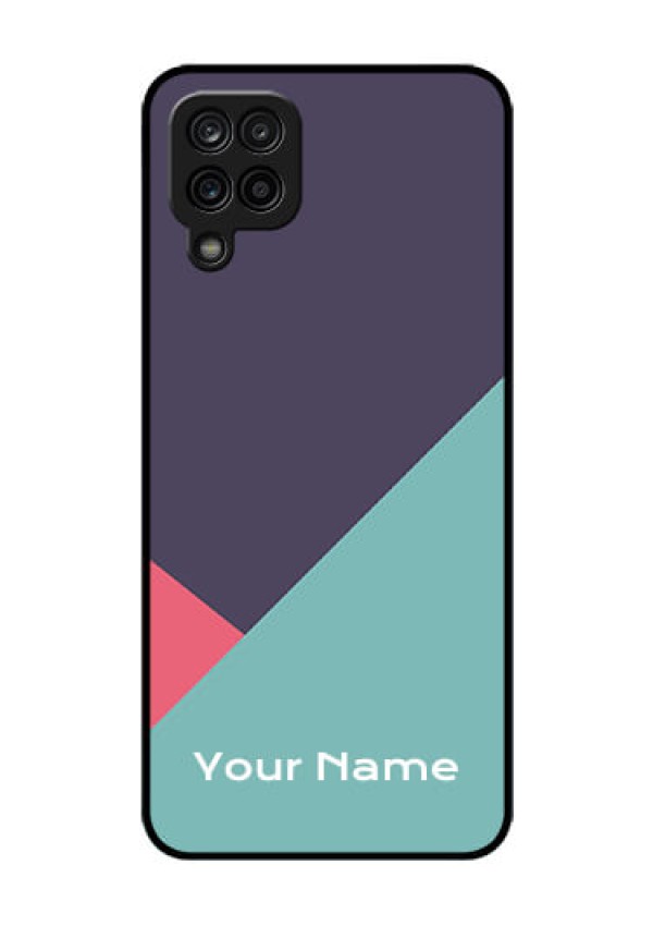 Galaxy A12 Custom Glass Mobile Case - Tri Color abstract Design