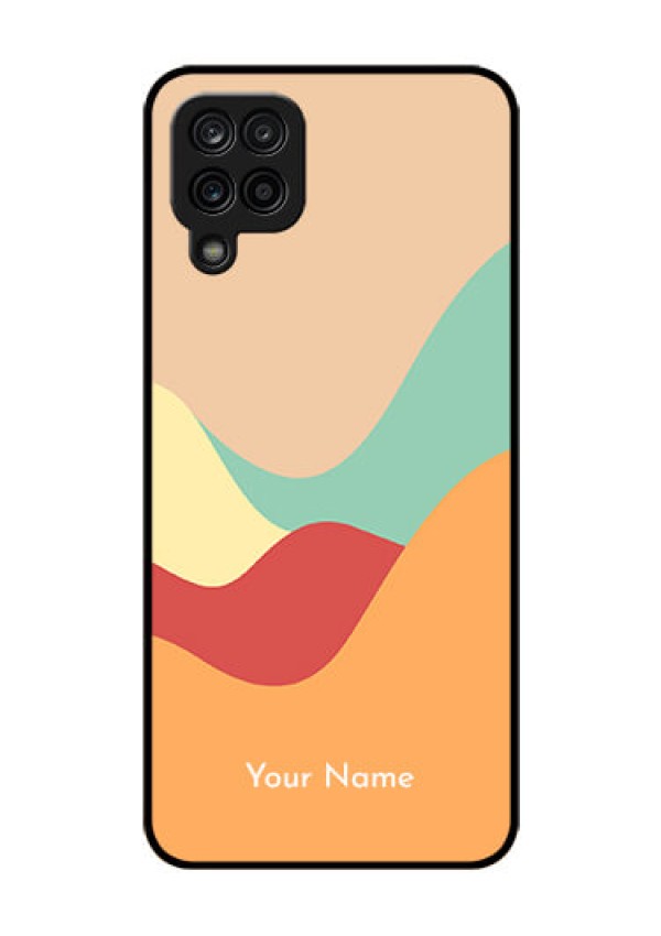 Galaxy A12 Personalized Glass Phone Case - Ocean Waves Multi-colour Design