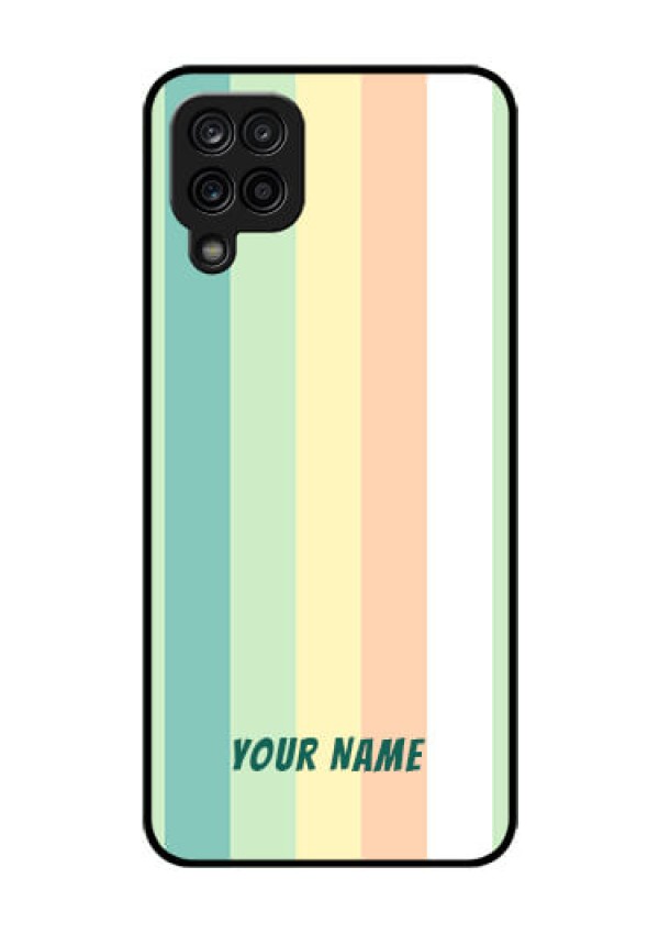 Galaxy A12 Photo Printing on Glass Case - Multi-colour Stripes Design