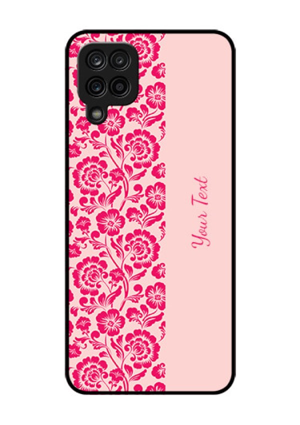 Galaxy A12 Custom Glass Phone Case - Attractive Floral Pattern Design