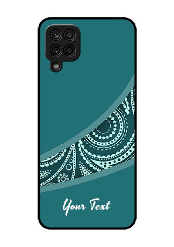 Galaxy A12 Photo Printing on Glass Case - semi visible floral Design