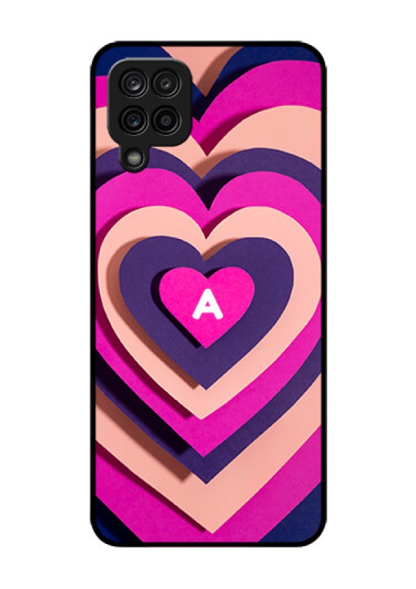 Galaxy A12 Custom Glass Mobile Case - Cute Heart Pattern Design