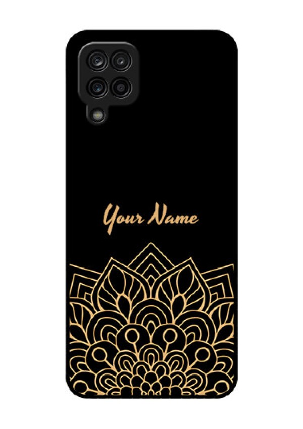 Galaxy A12 Custom Glass Phone Case - Golden mandala Design