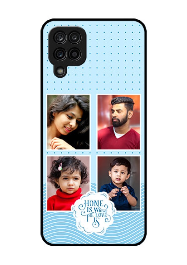 Galaxy A12 Custom Glass Phone Case - Cute love quote with 4 pic upload Design