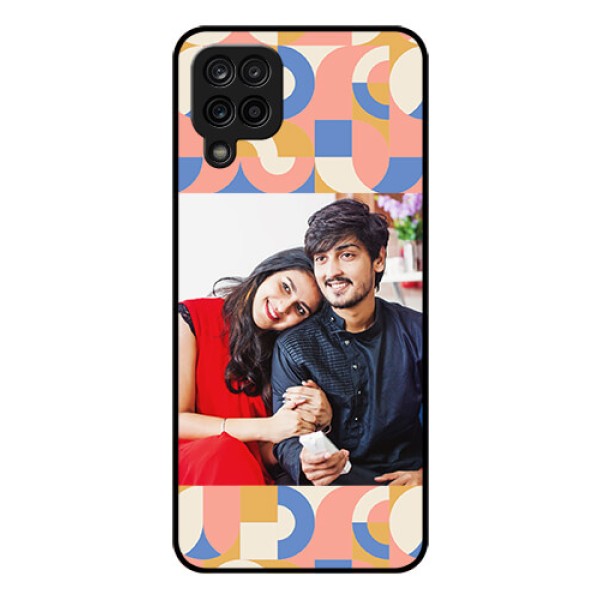Galaxy A12 Photo Printing on Glass Case - Semi-circle Maze Pattern Design