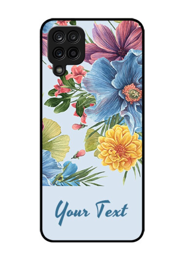 Galaxy A12 Custom Glass Mobile Case - Stunning Watercolored Flowers Painting Design