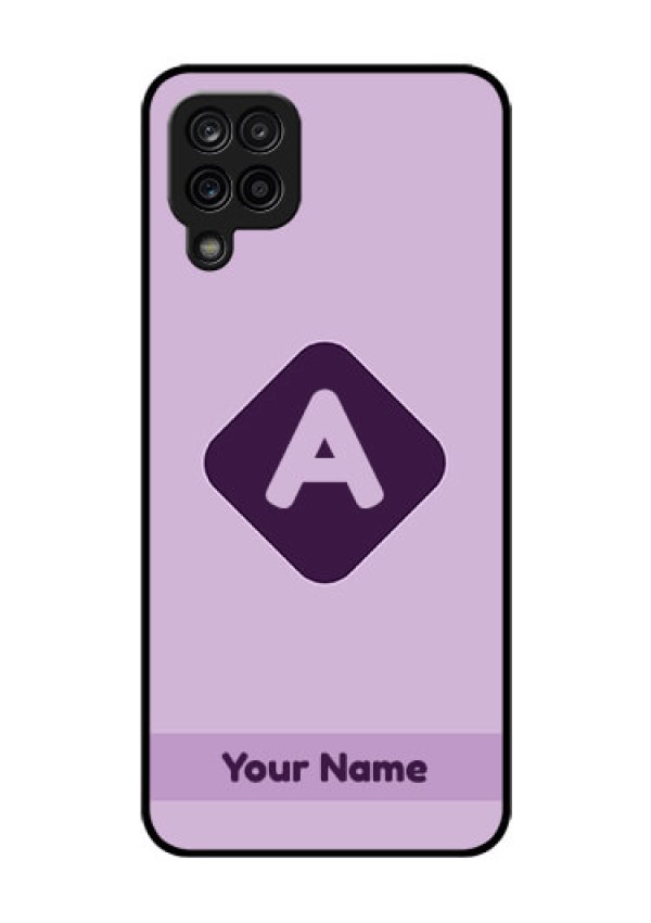 Galaxy A12 Custom Glass Mobile Case - Custom Letter in curved badge Design
