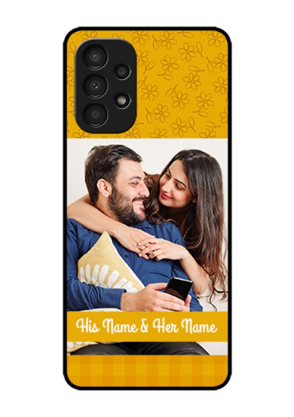 Galaxy A13 Custom Glass Mobile Case - Yellow Floral Design