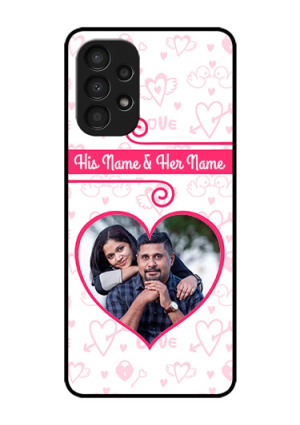Galaxy A13 Personalized Glass Phone Case - Heart Shape Love Design