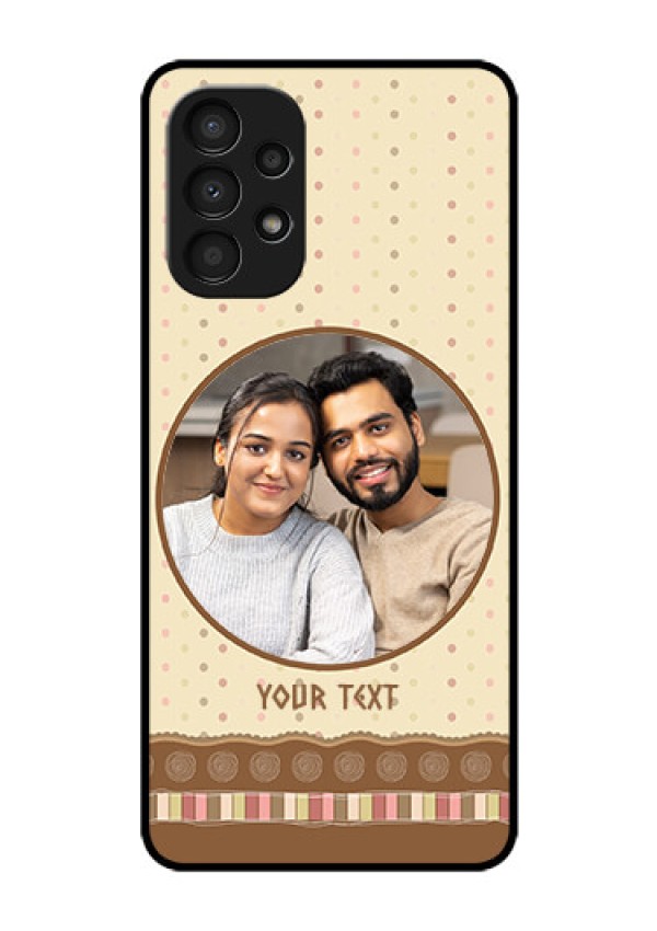 Galaxy A13 Custom Glass Mobile Case - Brown Dotted Mobile Case Design