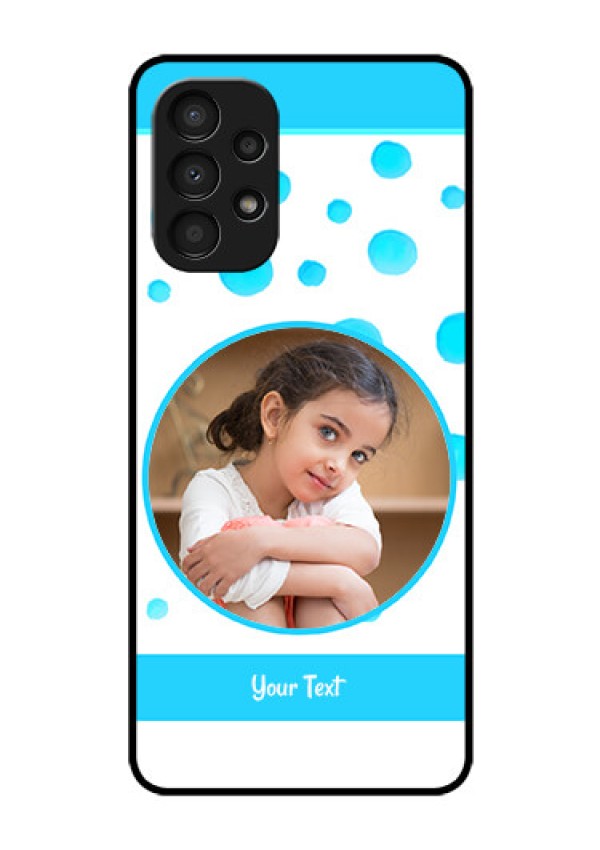 Galaxy A13 Photo Printing on Glass Case - Blue Bubbles Pattern Design