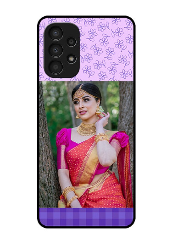 Galaxy A13 Custom Glass Phone Case - Purple Floral Design