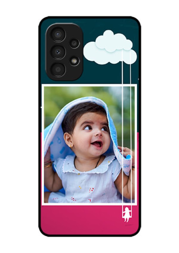 Galaxy A13 Custom Glass Phone Case - Cute Girl with Cloud Design