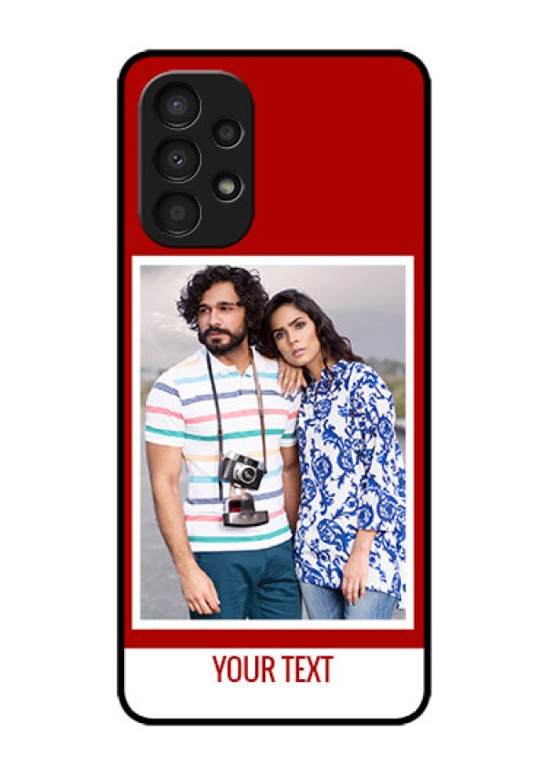 Galaxy A13 Personalized Glass Phone Case - Simple Red Color Design