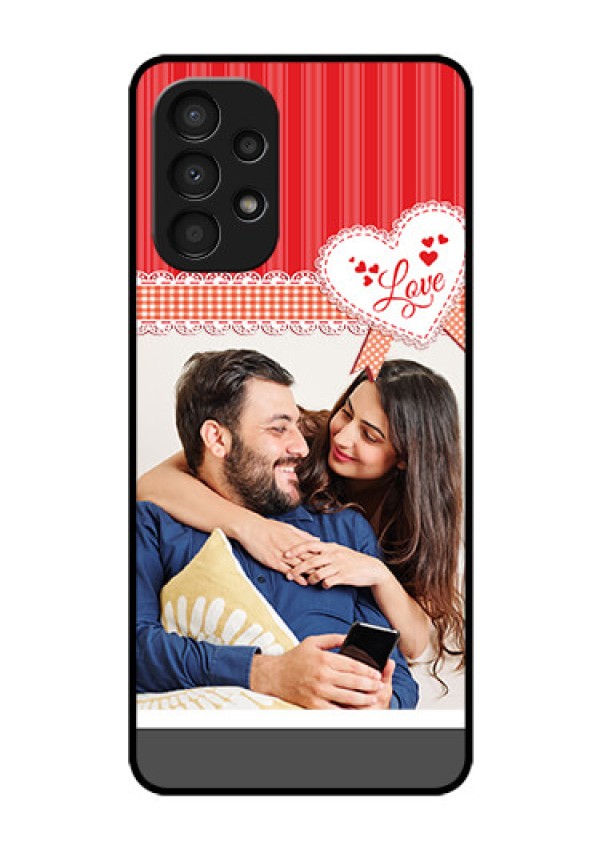 Galaxy A13 Custom Glass Mobile Case - Red Love Pattern Design