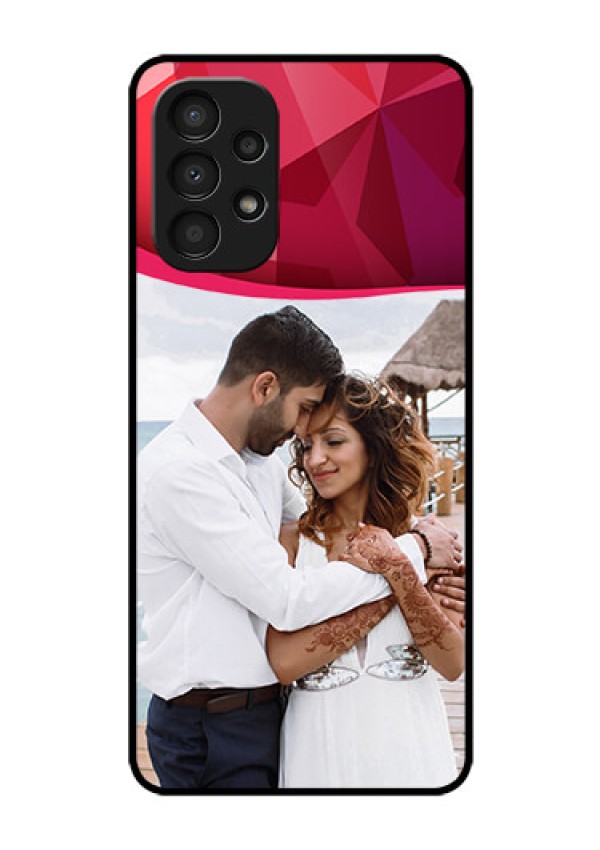 Galaxy A13 Custom Glass Mobile Case - Red Abstract Design