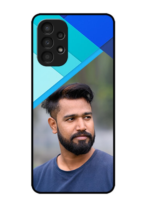 Galaxy A13 Custom Glass Phone Case - Blue Pattern Design