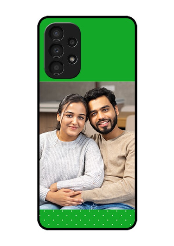 Galaxy A13 Personalized Glass Phone Case - Green Pattern Design